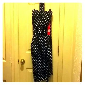 NWT Navy polka dot bubble style halter dress