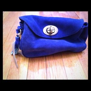 Royal blue suede clutch