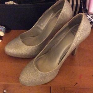 Silver glitter heels