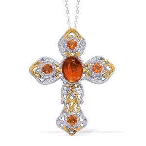 HUGH PRICE DROP AMBER & GEMSTONE CROSS