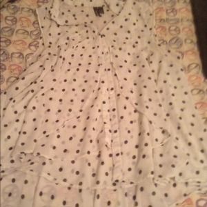White polka dot sleeveless blouse