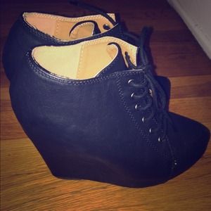Black lace up booties