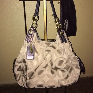 Beige and brown coach bag