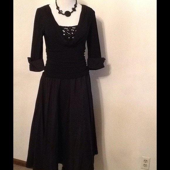"Host Pick" NWOT Black tea length evening dress - Picture 2 of 3