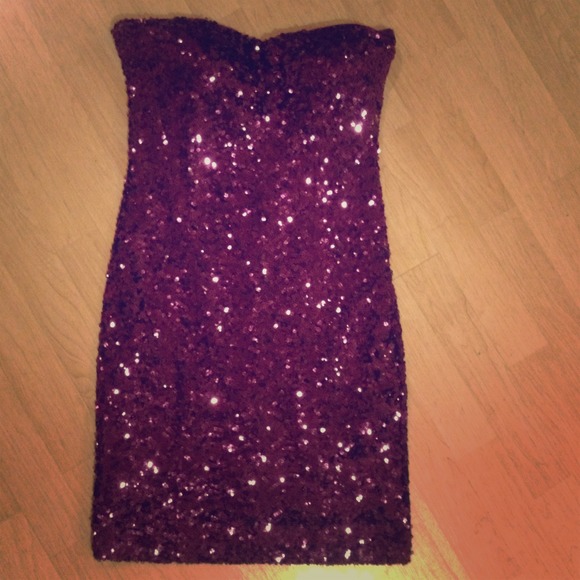 Strapless sequin dress