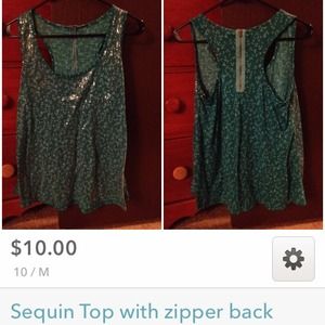 Sequin top with zipper back