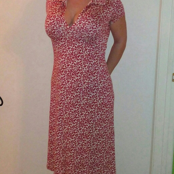 Gorgeous Banana Republic red white floral dress L