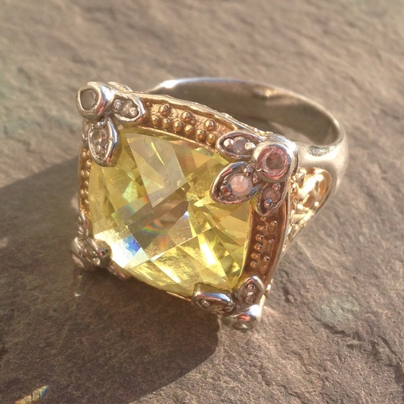 Sterling silver and gold lemon drop heiress ring