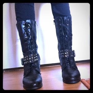 Black lace up combat boots