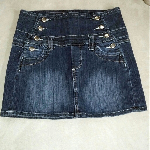 h&g hi-waist mini jean skirt