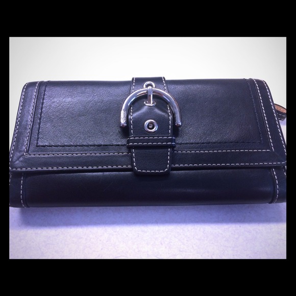 Black Fold Coach Wallet Leather Soho Buckle FS8630