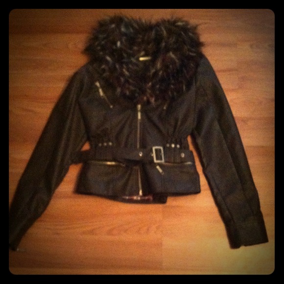 Brown Faux leather/fur Jacket.