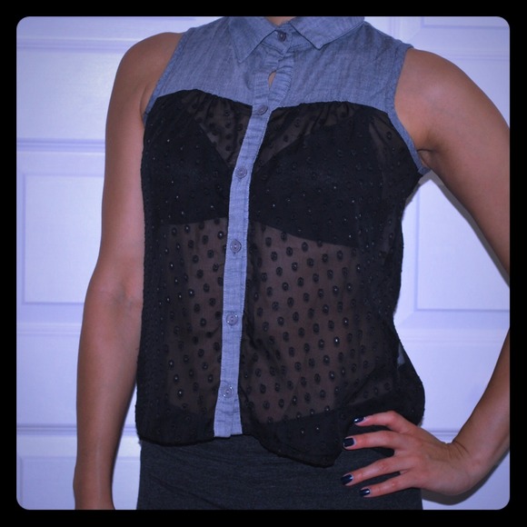 Sheer jean top