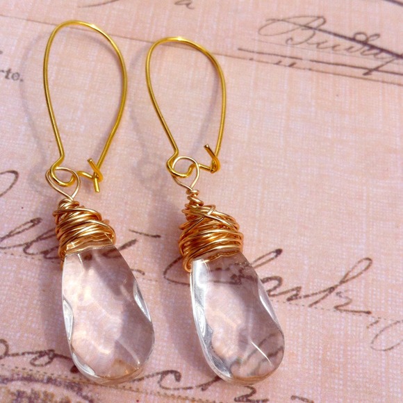 Faceted glass teardrop earrings