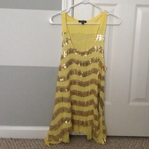 Yellow and gold sequin tank