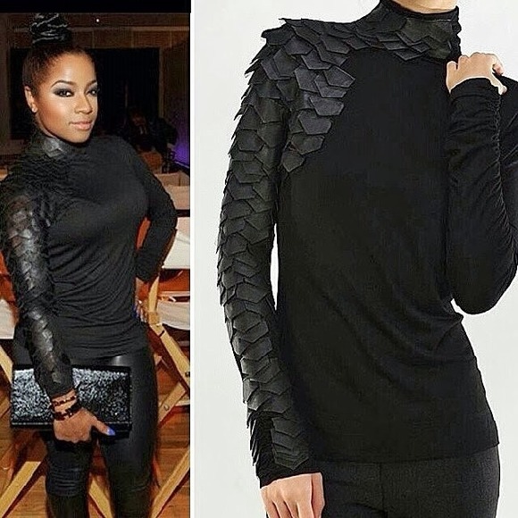 Black leather snake skin appearance on one sleeve - Picture 1 of 2