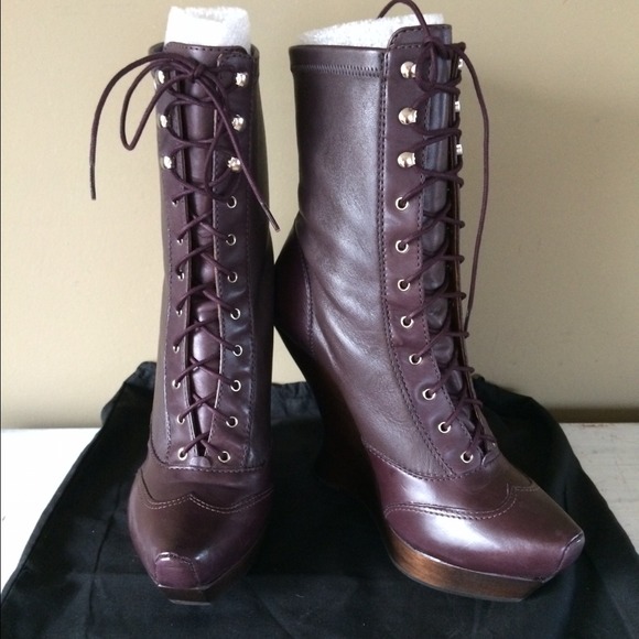 **SOLD!!***Alexander McQueen eggplant Laceup Boots