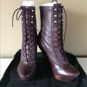 **SOLD!!***Alexander McQueen eggplant Laceup Boots