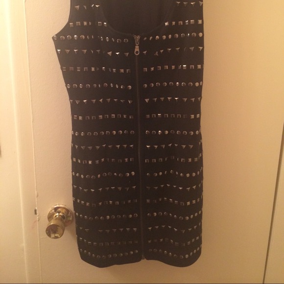 Black dress with silver shape studs - Picture 2 of 4
