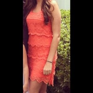 Coral crochet dress reduced price!!