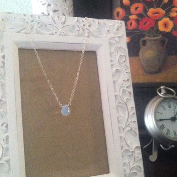 Opal color crystal sterling silver necklace