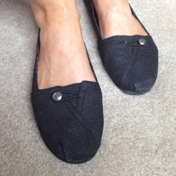 Black denim flats