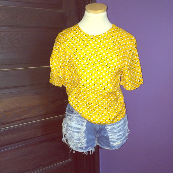 Vintage Yellow Polka Dot Blouse - Picture 1 of 3