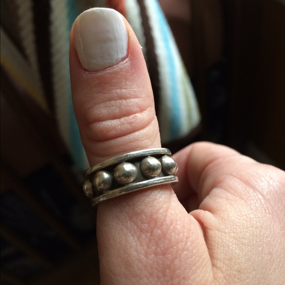 Sterling Button Stud Ring