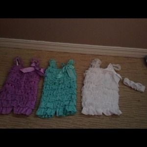 3-6 month handmade lace rompers. Never worn!!