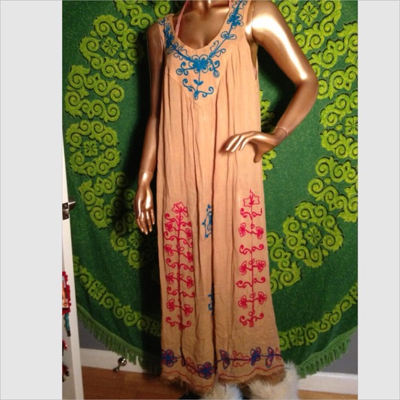 SOLD Ethnic Embroidered Gauzy Maxi Dress $8 PP