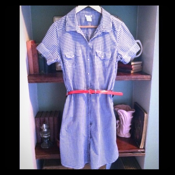 Navy/White Gingham Shirt Dress