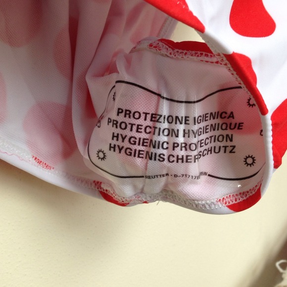 Red & white polka dot high waist swim suit - Picture 2 of 2