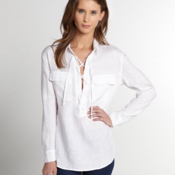 Equipment femme lace up top worn once