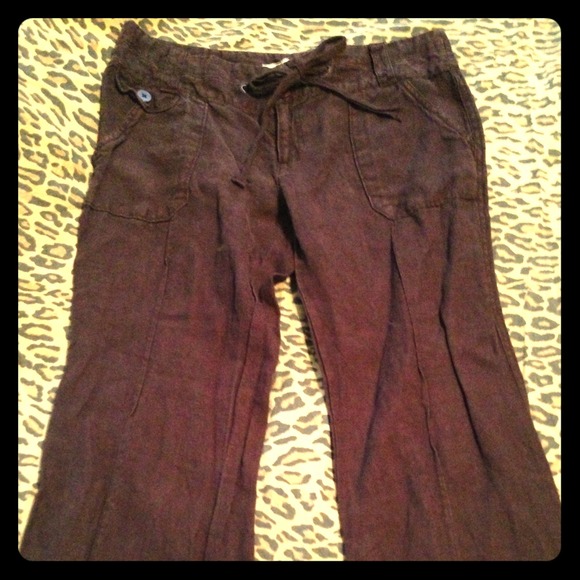 100% linen brown pants