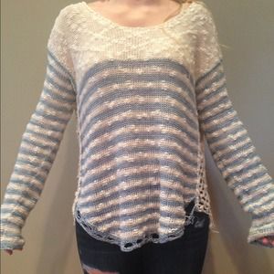 Cream and baby blue sweater