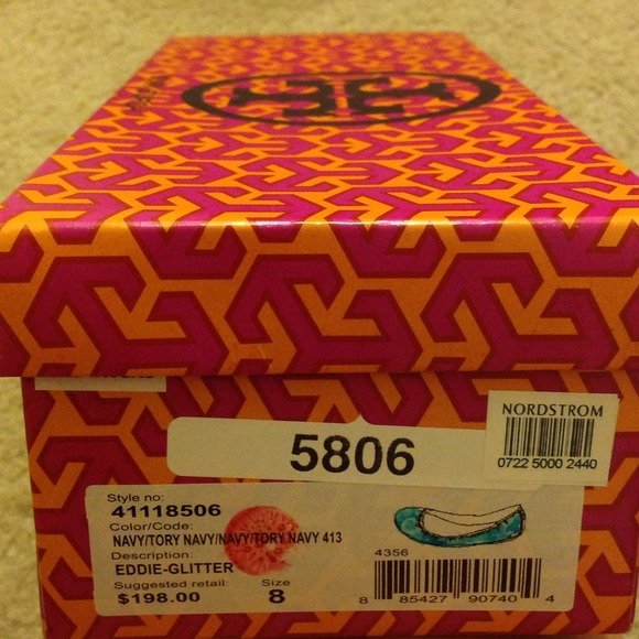 TORY BURCH navy glitter ballerina flats - Picture 3 of 4