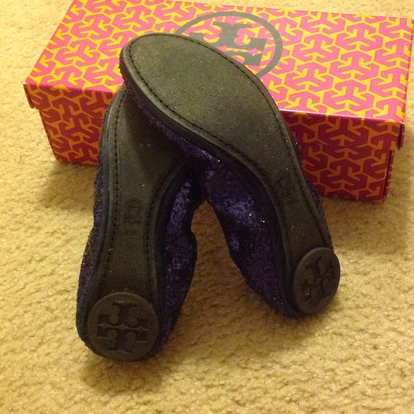 TORY BURCH navy glitter ballerina flats - Picture 4 of 4