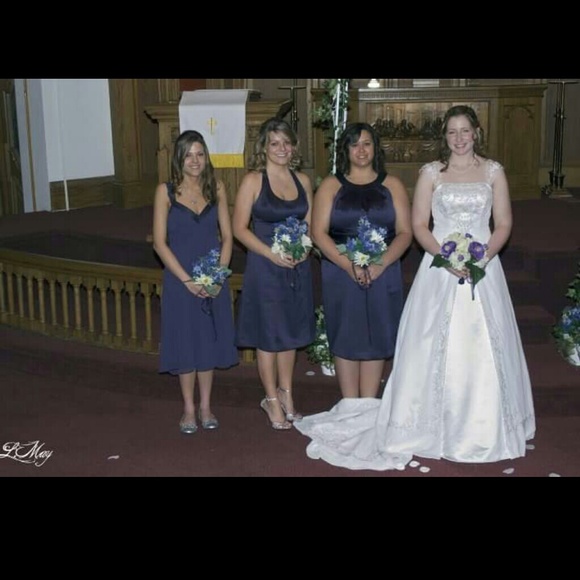 David's Bridal Lapis Bridesmaid Dress - Picture 4 of 4