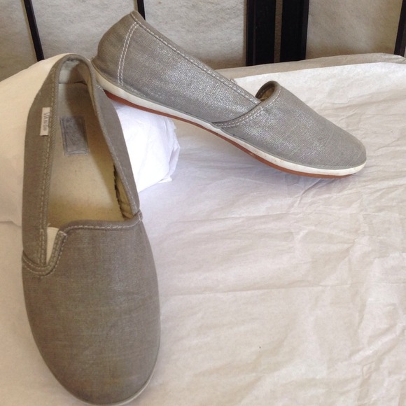 Silver slip on Vans.  Size 7.5