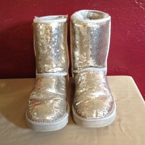 Silver sequin UGG boots