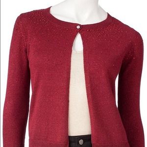 Jennifer Lopez Red Shimmer sweater
