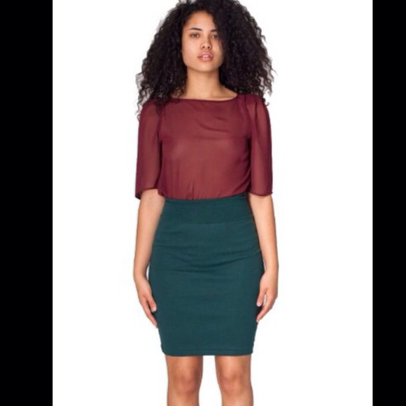 Interlock Pencil Skirt American Apparel -  Forest