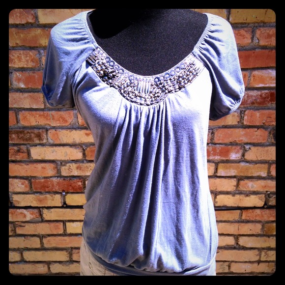 Blue embellished top