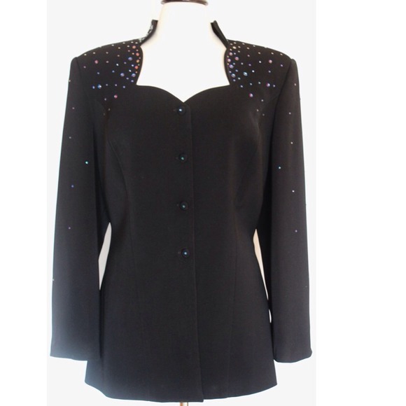 ⬇Vintage Black Rhinestone Blazer - Picture 3 of 4