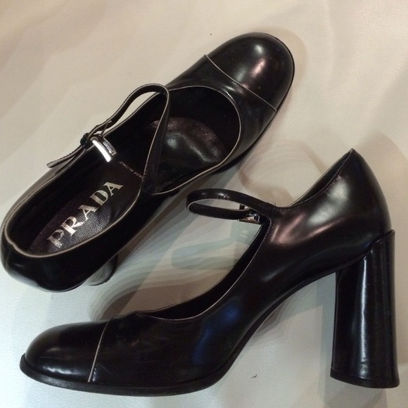 PRADA black Mary Janes heels