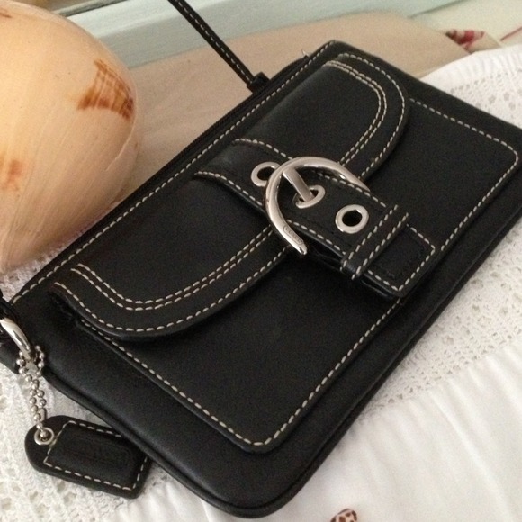 Coach Clutches & Wallets - Coach Black Leather Designer Wristlet