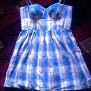 Pink and Blue Gingham Bustier Dress