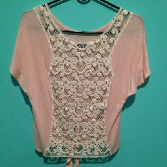 Blush pink lace back top
