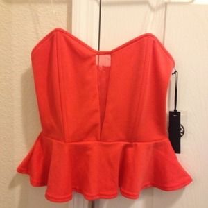 Strapless coral top
