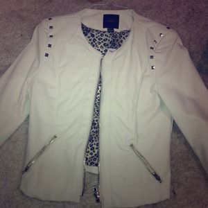 Pleather white studded jacket!